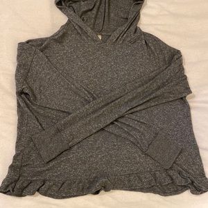 Live Love Dream ruffle bottom cropped hooded tee